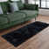 Cozy Faux Rabbit Fur Area Rug Machine Washable Rug in Black