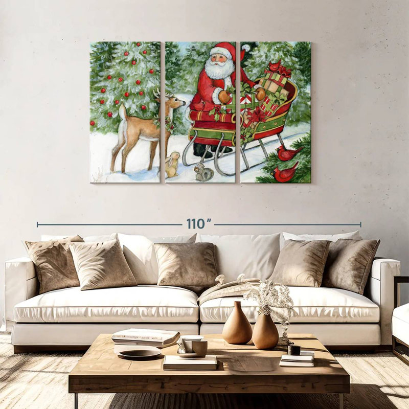 Père Noël et traîneau Woodland, H 48 po x l 74 po