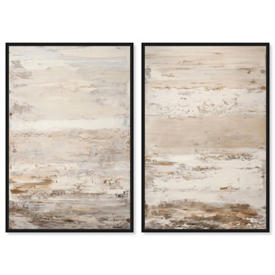Ensemble de décorations abstraites sur toile Desert Gleam Diptych par Art Remedy, cadre noir, 10 x 15