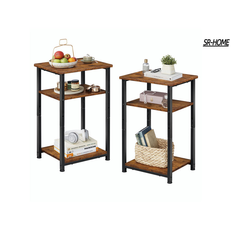 Tribesigns Round End Table 2-Tier Wood Side Table with Shelf