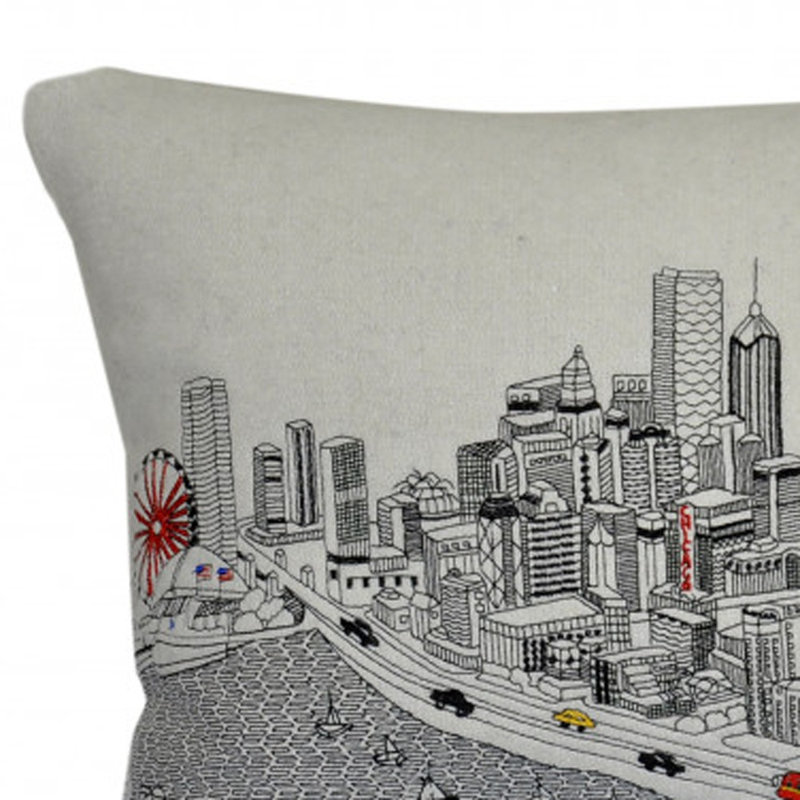 Coussin lombaire 24 po Chicago, Blanc / gris / rouge
