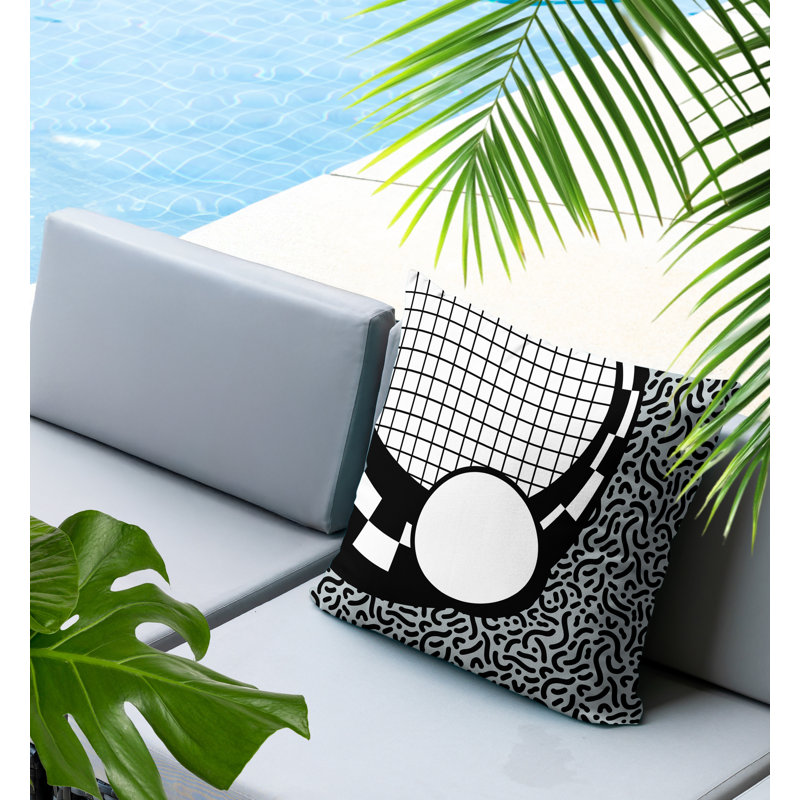 Coussin carré intérieur / extérieur Trix Abstract, Carré 16 po, Gris