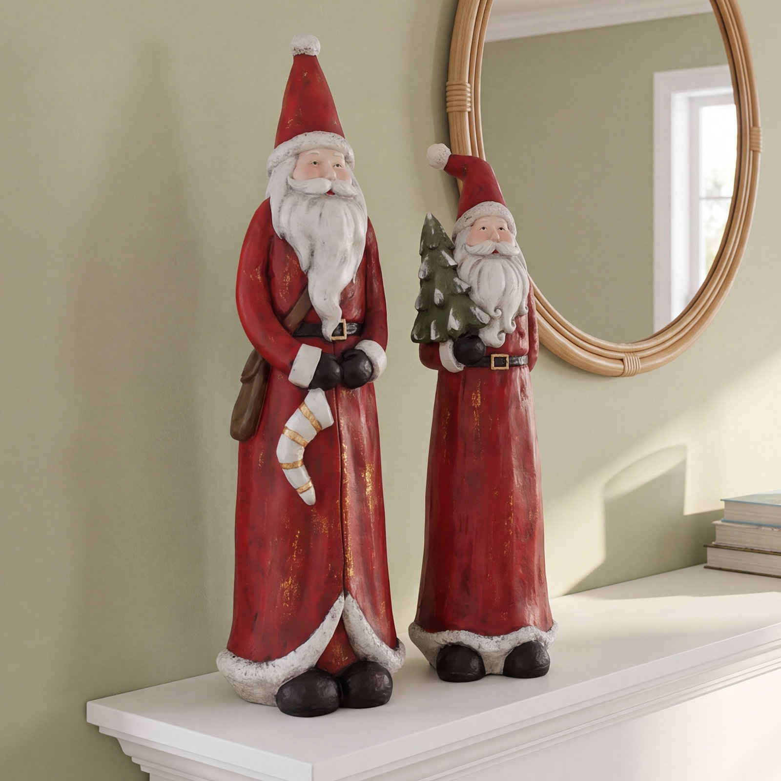 2-Piece Resin Santa Holiday Figurine Set