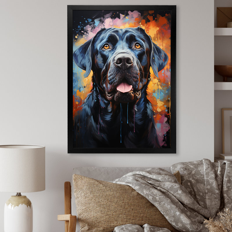 Popart Mastiff Majesty sur toile, H 40 po x l 30 po x P 1,5 po, Cadre simple noir