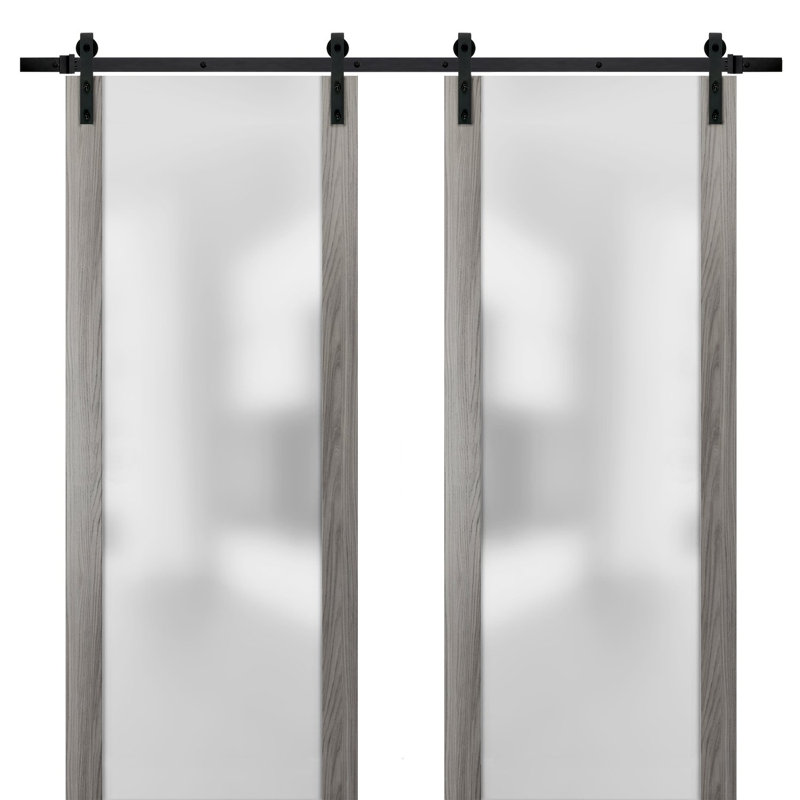 Portes de grange en verre givré Planum, 60 po x 80 po, Frêne gingembre