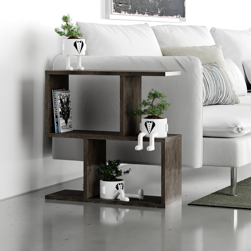 Barbara Side Table Modern 2-Tier Design with Storage Compartments, Dark Coffee