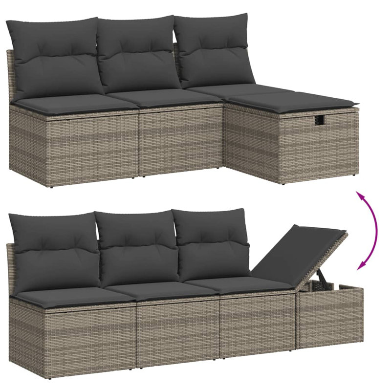 Vidaxl Garden Sofa Set, Gray Cushion/Gray Frame
