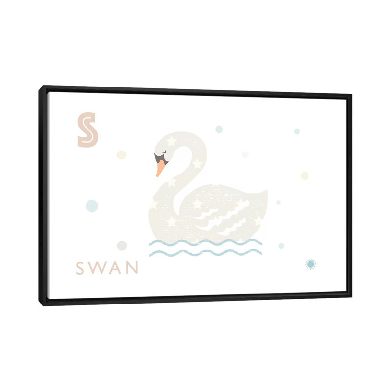 Cygne - imprimé, H 40 po x l 60 po x 1,5 po, Toile avec cadre noir, Pas de tapis