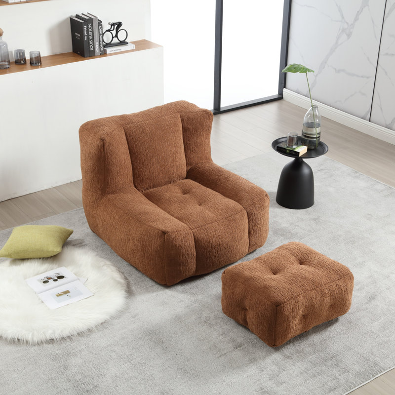 Fauteuil à billes Fluffy, Velours brun