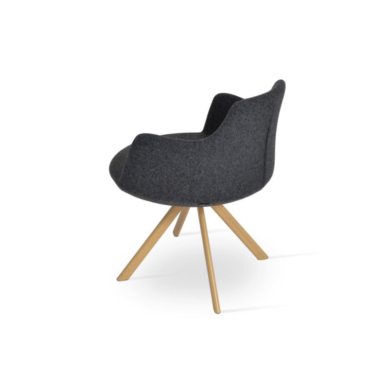 Fauteuil en laine Dervish, Naturel, Gris foncé