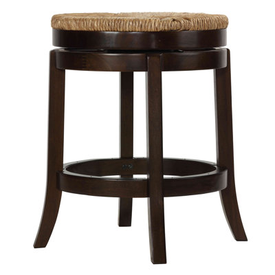 Hruni Swivel Upholstered Counter Stool with Solid Wood Frame