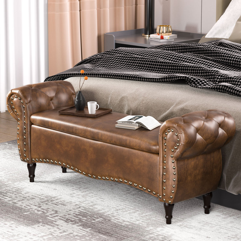 Tolkyn 51.5" Length Upholstered Bench & Ottoman, Brown