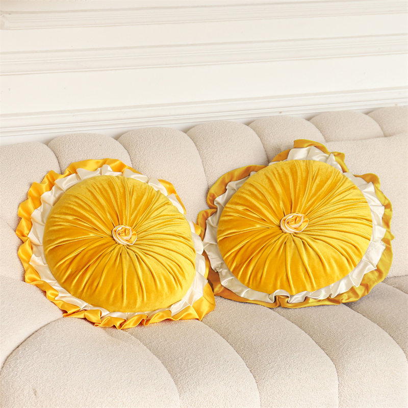  Housse et insert de coussin décoratif en velours, Jaune