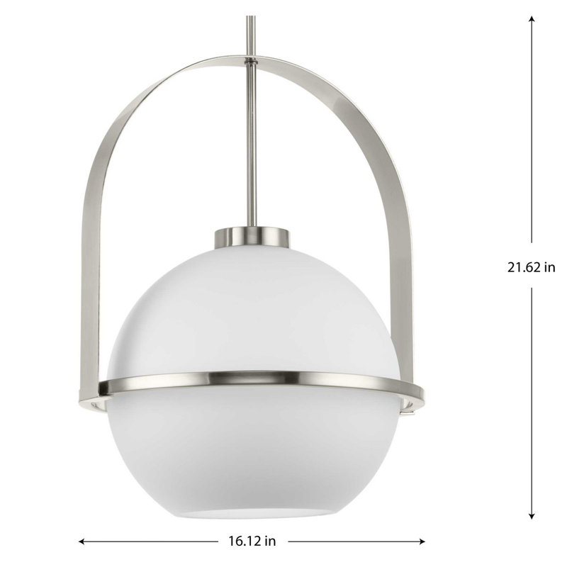 Jamya 1 - Light Single Pendant, Brushed Nickel, 21.62" H x 16.12" W x 16.12" D