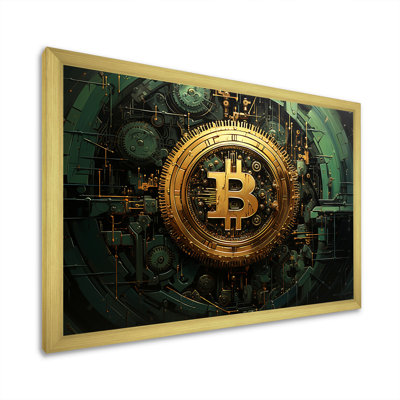 Gold and green bitcoin Crypto Currency - Fashion Bitcoin Framed Wall Art