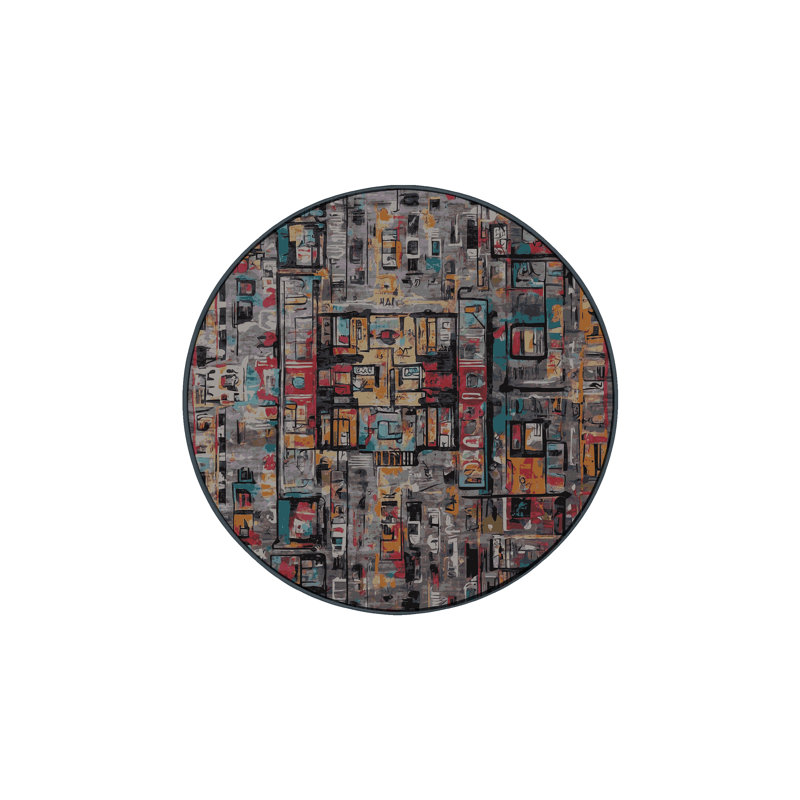 Machine Washable Brown Area Rug, Round 8'