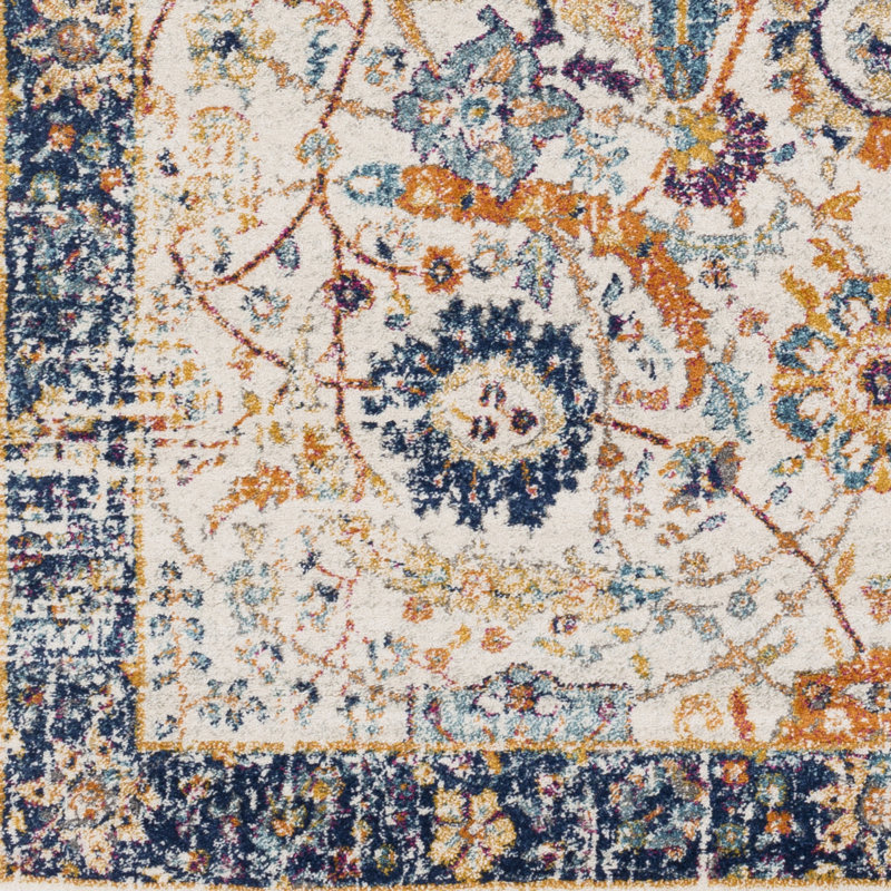 Tapis à motif oriental bleu marine / beige Hillsby, Rectangle 5 pi 3 po x 7 pi 3 po