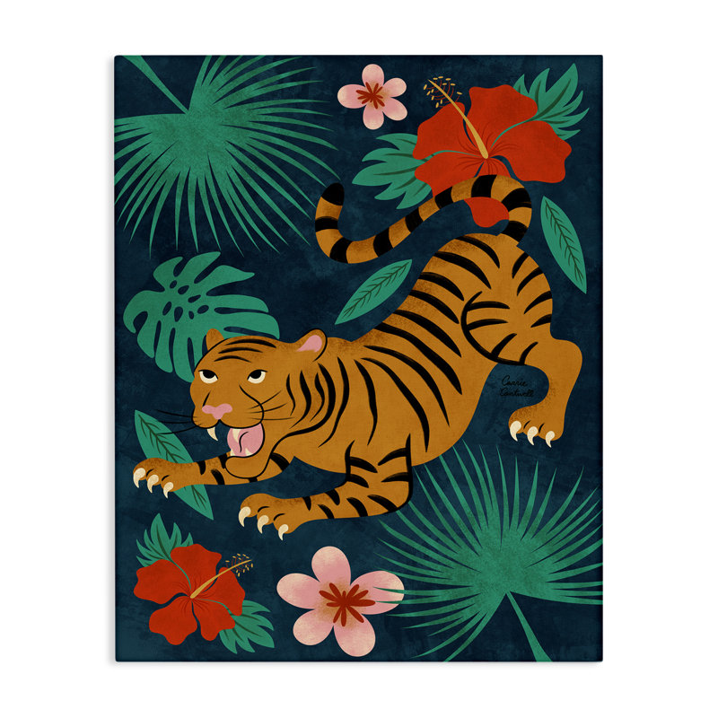 "Tigre accroupi", art mural par Carrie Cantwell bp-971_CN, H 30 po x l 24 po