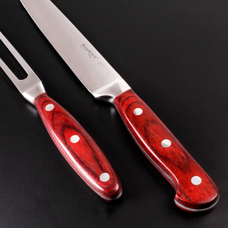Pakka Wood Handle Stainless Steel Carving Set with Aluminum Case
