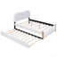 Lit plateforme tapissier avec pieds de soutien en bois et lit gigogne, blanc-1308435464