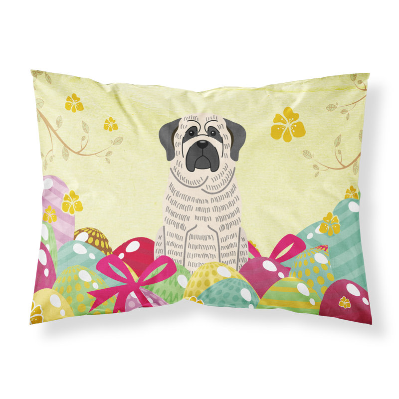 Taie d’oreiller œufs de pâques, Mastiff blanc bringé