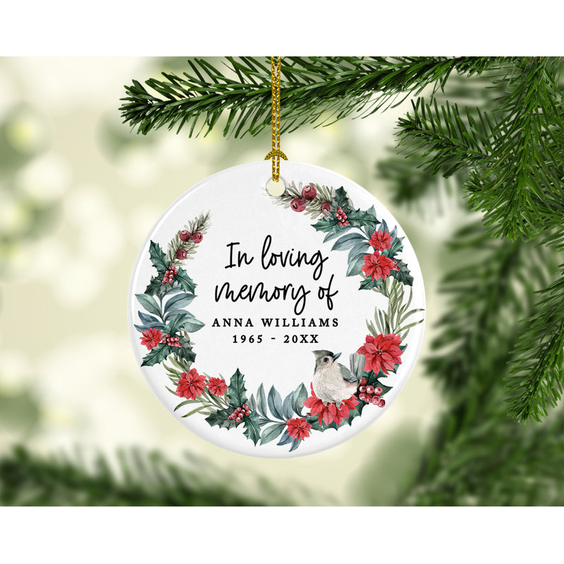 Ornement de Noël personnalisé avec couronne de poinsettia 20x