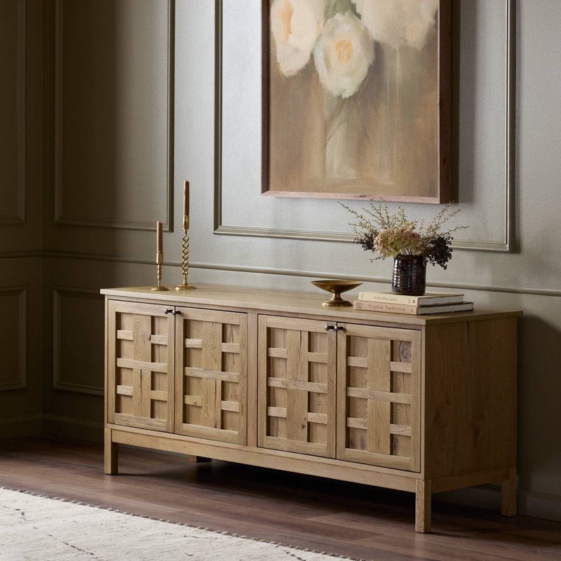 Alessio Media Console, Aged Natural Oak