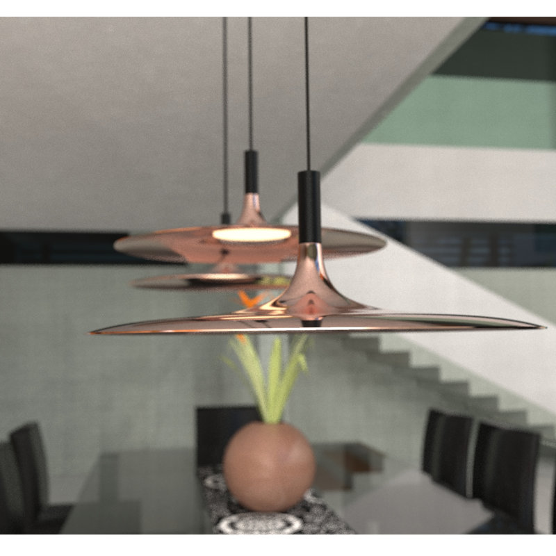 Luminaire suspendu à 1 lumière DEL Jone, Cuivre brossé