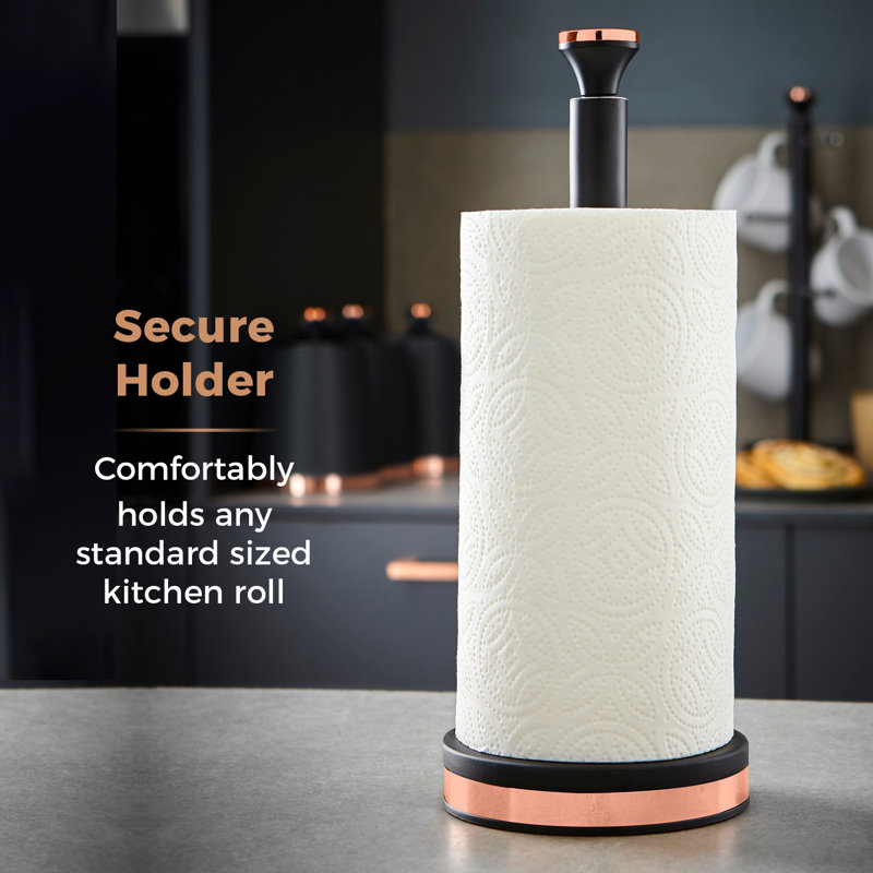 Tower Cavaletto Towel Pole Kitchen Roll Holder, Black