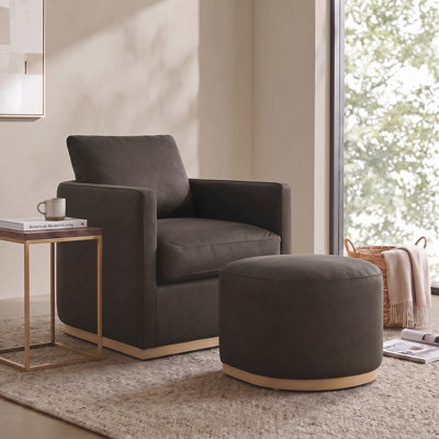 Isla Chocolate Upholstered Armchair with Ottoman