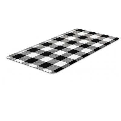 Kitchen Mats - Black And White - Cushioned / Anti-Fatigue, Thick, Buffalo Plaid, Non-Slip, Waterproof, Farmhouse Comfort Standing Mat For Kitchen, Home, Office, Sink