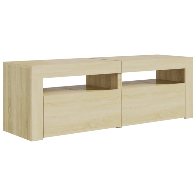 Letizia TV Cabinet with LED Lights 120x35x40 cm, Sonoma Oak