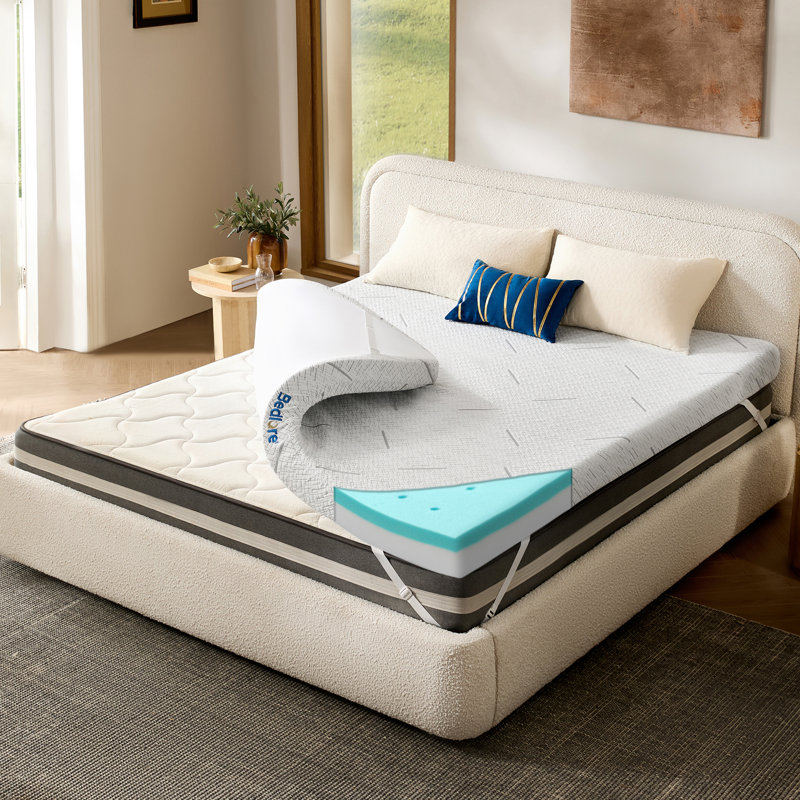 BEDLORE® 3'' Gel Memory Foam Mattress Topper with Cover, Medium-firm Mattress Addition with Breathable ＆ Washable Cover, Soften Mattress That Too Firm, for Back Pain Relief