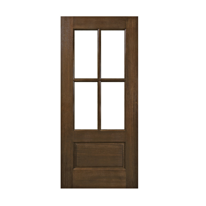 36x80 Quick Ship 4 Lite TDL Mahogany Front Door, Canyon Brown Clear, Left Hand/Inswing