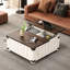 Table basse avec rangement à plateau relevable, beauté carrée blanche, station de charge avec ports, pour salon, unité de style chambre à coucher, construction, bureau