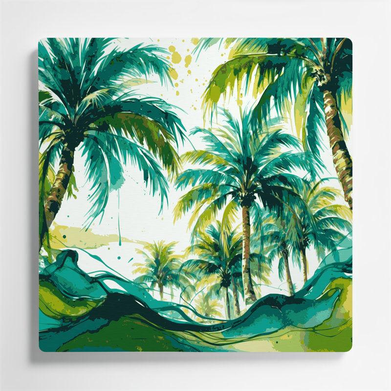 «Hawaiian Date Palm», art mural en métal vert, H 32 po x l 32 po
