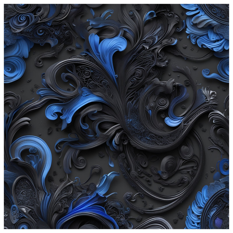 Coussins Intricate Blue Black Swirls, 20 po x 20 po