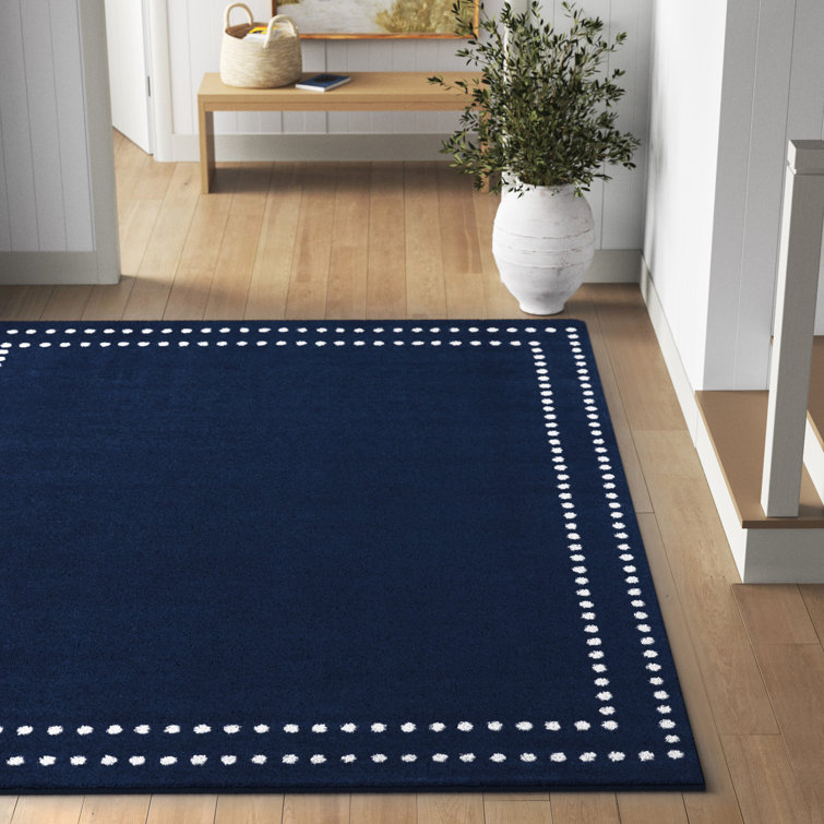 Toston Machine Made Power Loom Polypropylene Navy Area Rug in Blue