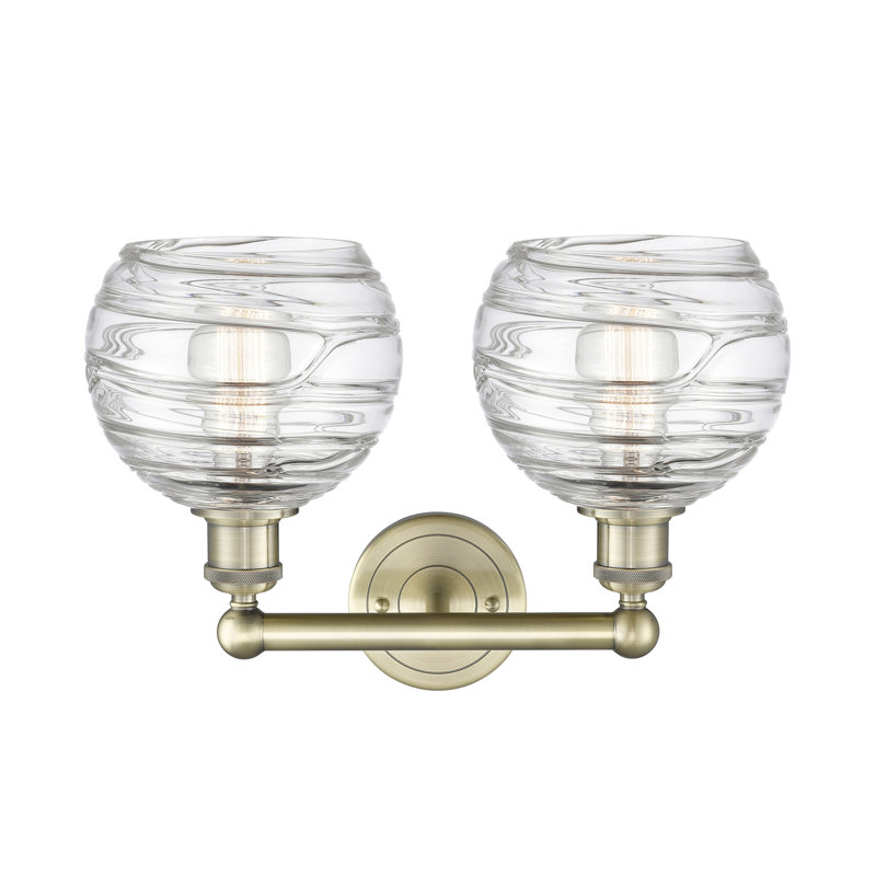 Éclairage pour meuble-lavabo à 2 lumières à intensité variable Essex, Laiton antique, Clair