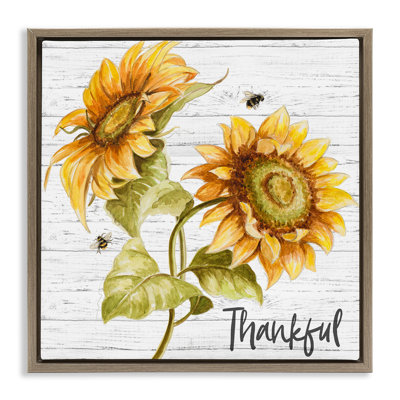 «Thankful Country Sunflowers», art mural encadré sur toile flottante par Patricia Pinto