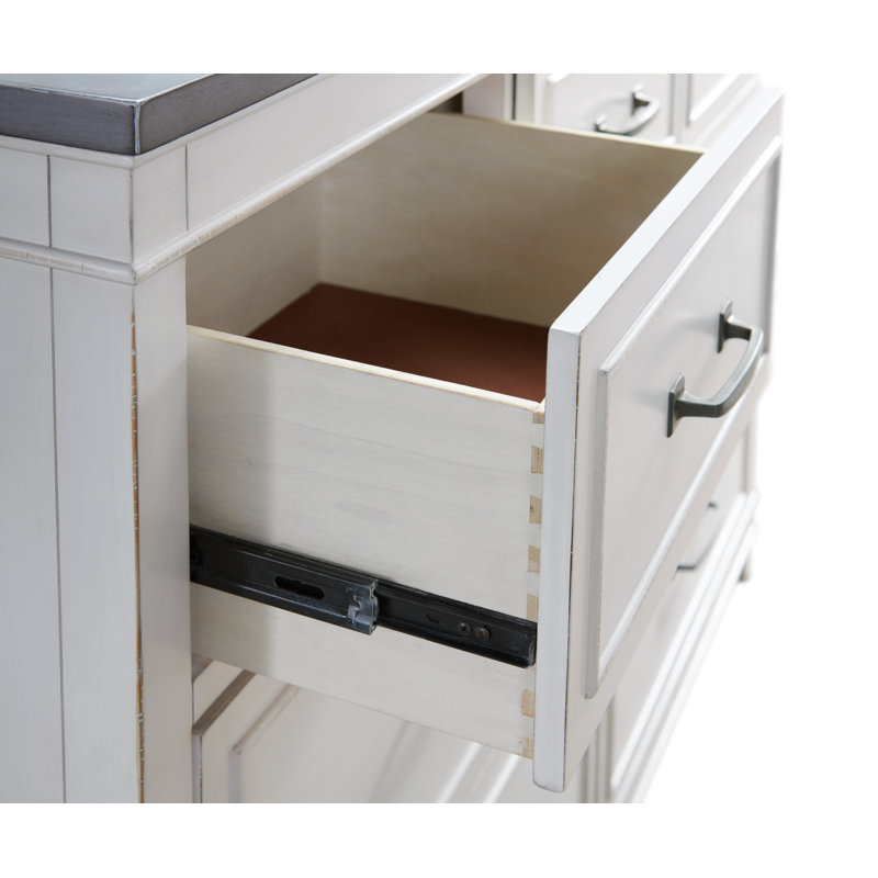 Commode double l 7 po Zorine, Blanc / gris