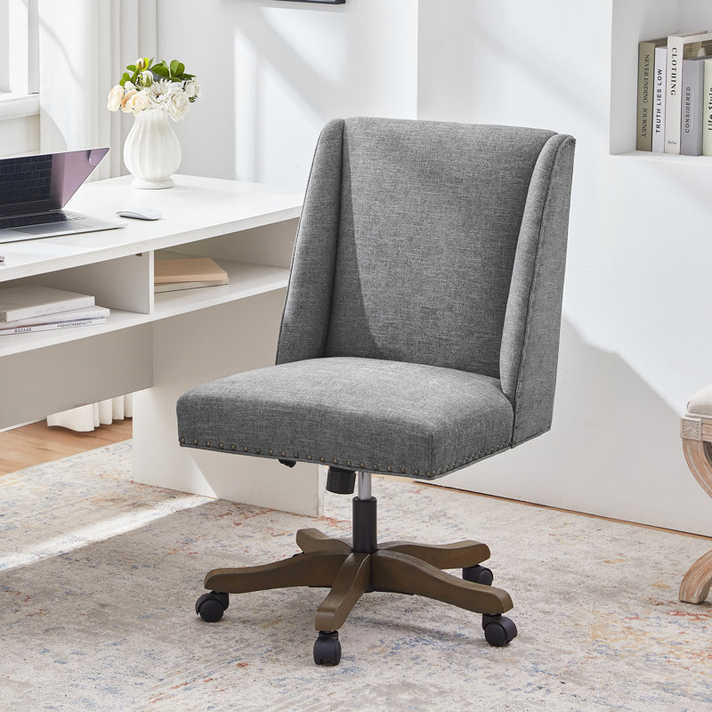 Chaise de bureau pivotante en chenille Mellins, Gris