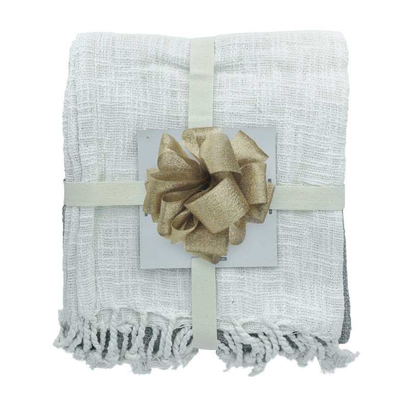 Jeté en coton , Gris