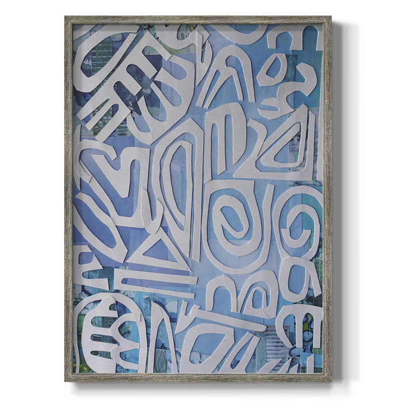 Santorini, reproduction encadrée - bois massif, H 15 po x l 12 po