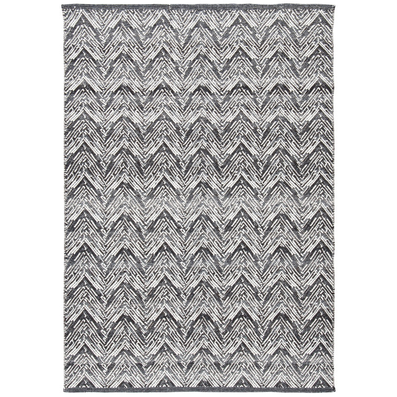 Coburn Kilim Hand Woven Wool Chevron Rug, Rectangle 4' x 6'