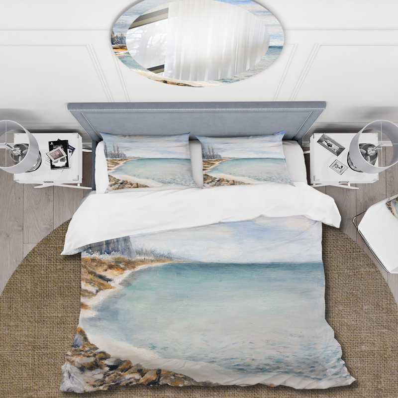 La mer est recouverte de glace - ensemble de housse de couette nautique et côtier - polyester en microfibre