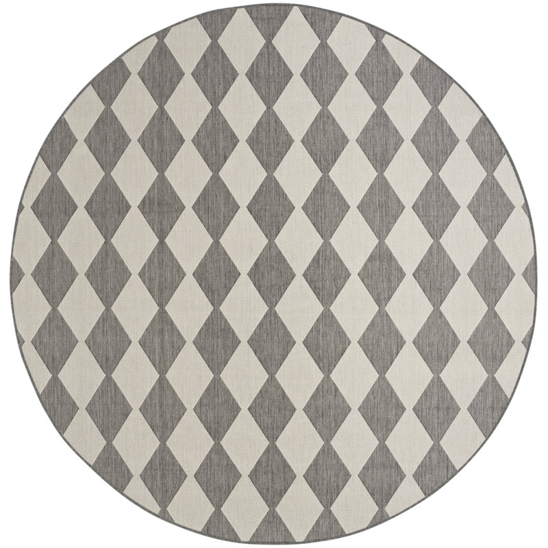 Rectangle Positano Indoor/Outdoor Area Rug, Round 8', Gray