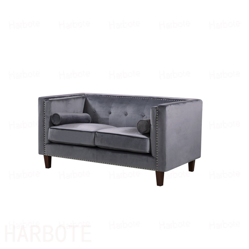 Causeuse capitonnée Chesterfield, Velvet-Navy