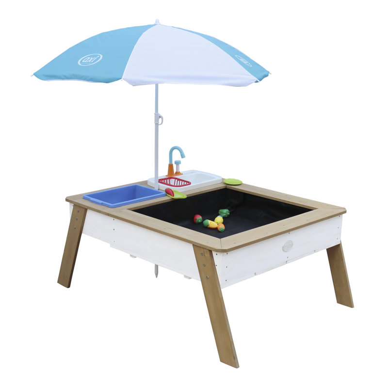 Linda Water Table with Play Kitchen Sink Kitchen Set, White/Brown