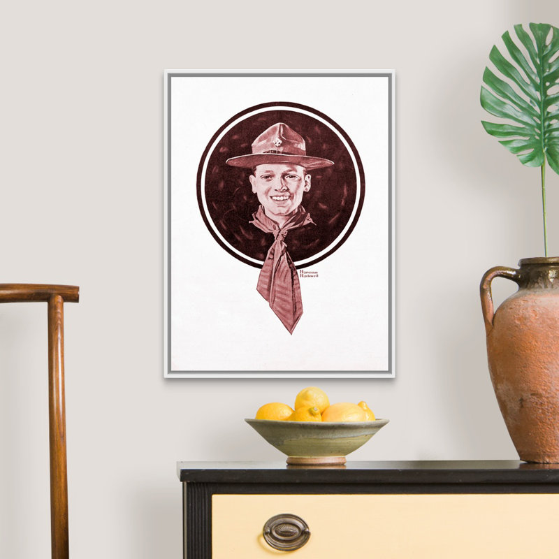 Tête de garçon, art mural sur toile, H 26 po x l 20 po x P 1,75 po, Cadre flottant blanc